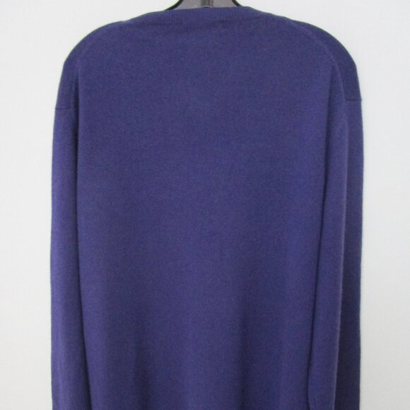 Mens Purple CASHMERE Classic V Neck Pullover Sweater - Picture 7 of 8